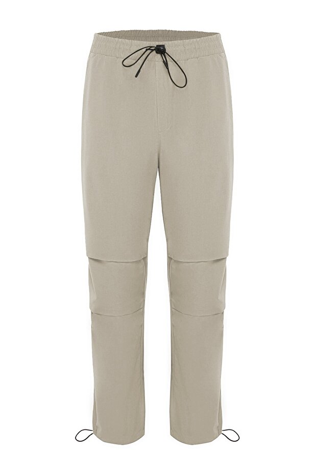 Açık Haki Lastikli Beli Bağlamalı Jogger Fit Baggy Paraşüt Pantolon TMNSS23PL00045 - 7