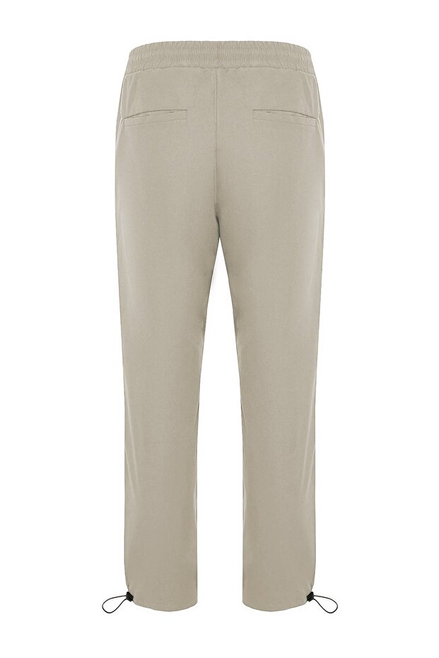 Açık Haki Lastikli Beli Bağlamalı Jogger Fit Baggy Paraşüt Pantolon TMNSS23PL00045 - 8