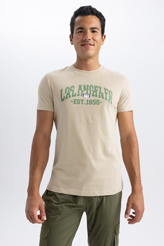 Slim Fit Crew Neck Printed Short Sleeve T-Shirt A8314ax23sm