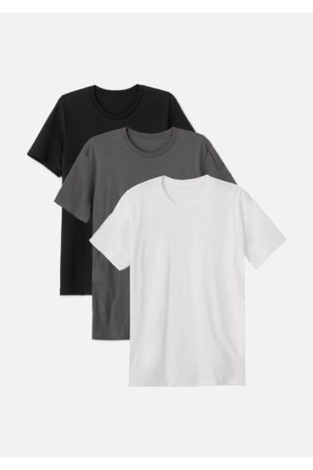 Basic Plain Patternless 3-Piece Oversize Unisex Tshirt Multiple Combination - 1