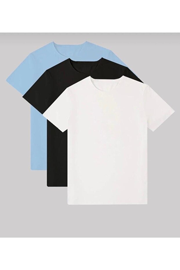 Basic Plain Patternless 3-Piece Oversize Unisex Tshirt Multiple Combination - 1