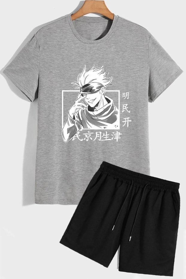 Kids Jujutsu Kaisen Japanese Anime Printed Children's T-Shirt Shorts Set