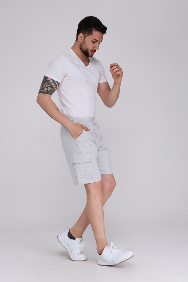 Gri Kargo Cepli Erkek Oversize Relaxest Lastikli Bağcıklı Bermuda Şort - 2