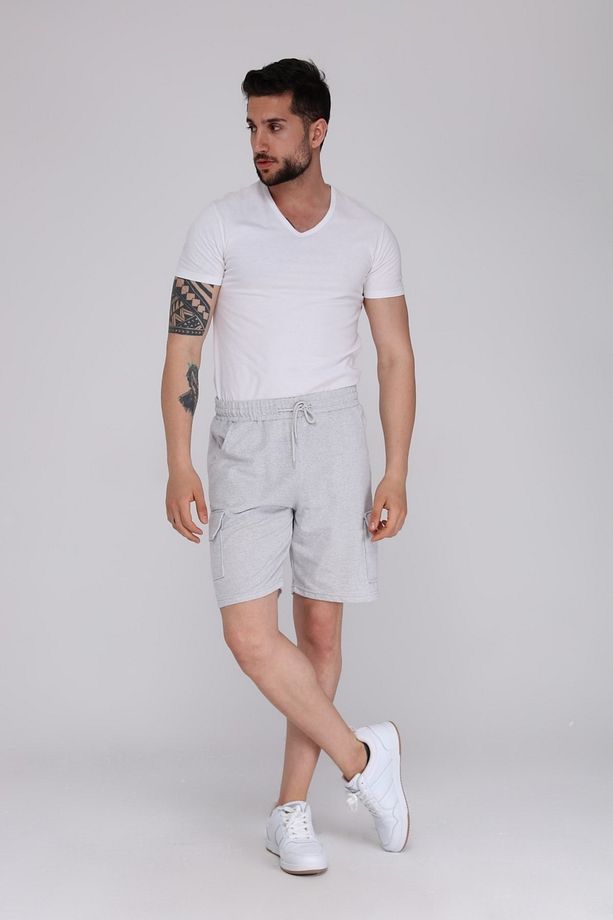 Gri Kargo Cepli Erkek Oversize Relaxest Lastikli Bağcıklı Bermuda Şort - 4