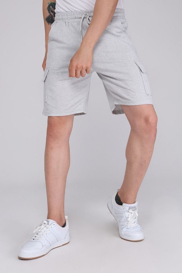 Gri Kargo Cepli Erkek Oversize Relaxest Lastikli Bağcıklı Bermuda Şort - 5