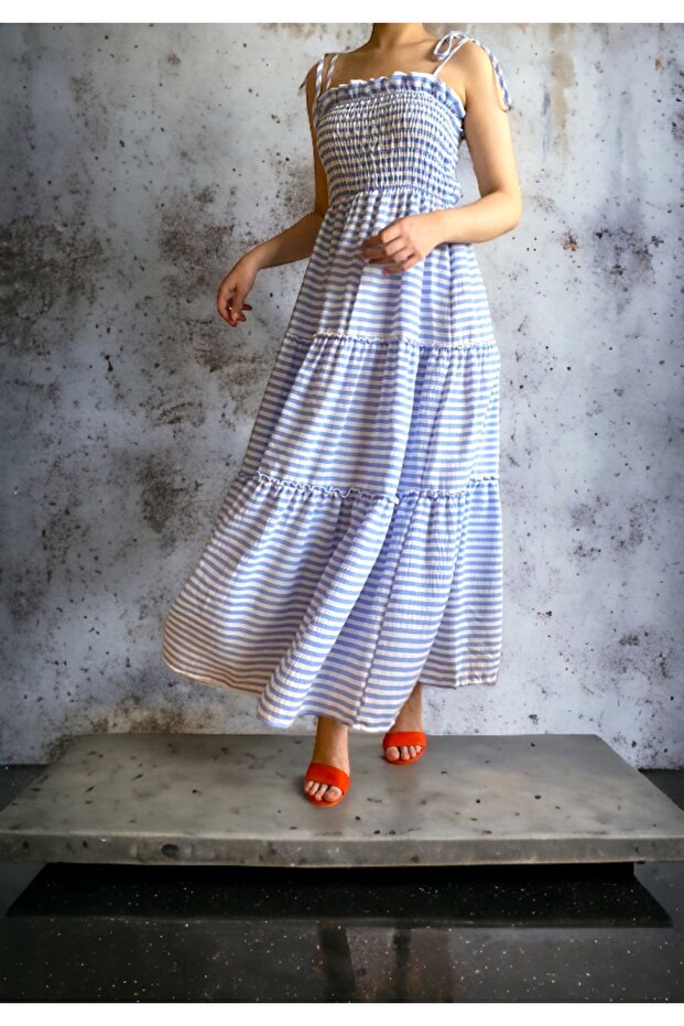 Cotton Katlı Elbise - 1