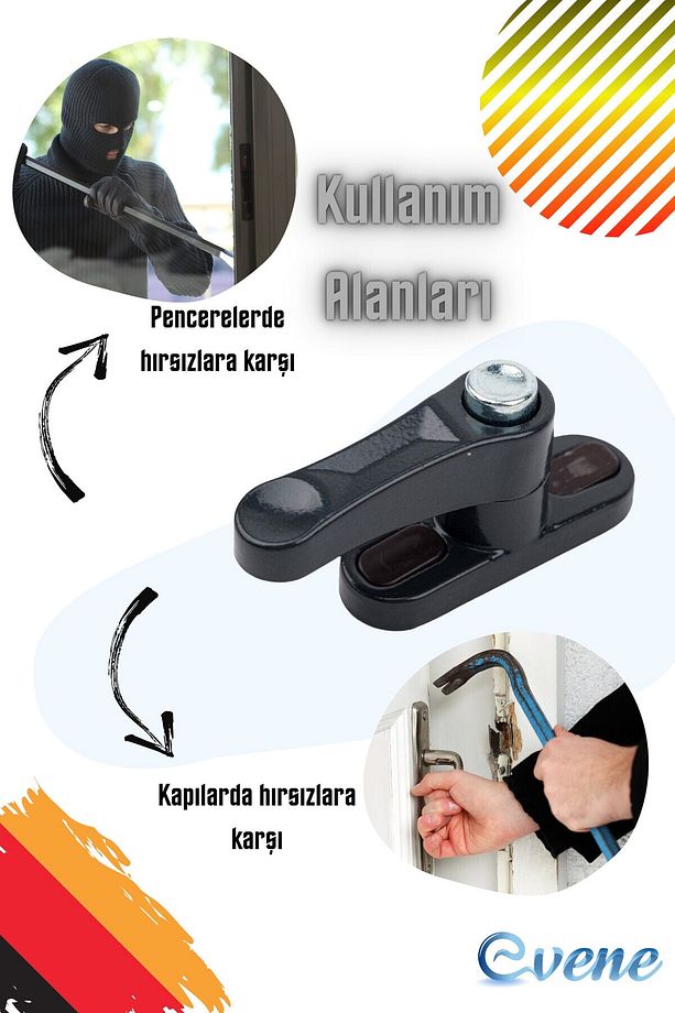 Pimapen Kapı Kilidi Pimapen Pencere Kilidi Pencere Emniyet Kilidi Düğmeli Kilit 1 Adet Antrasit - 7