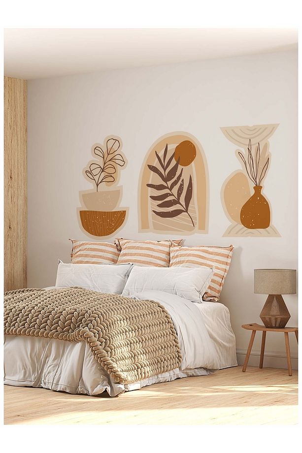 Boho Bohem Tarz Yaprak Ve Güneş Temalı Duvar Sticker - 2