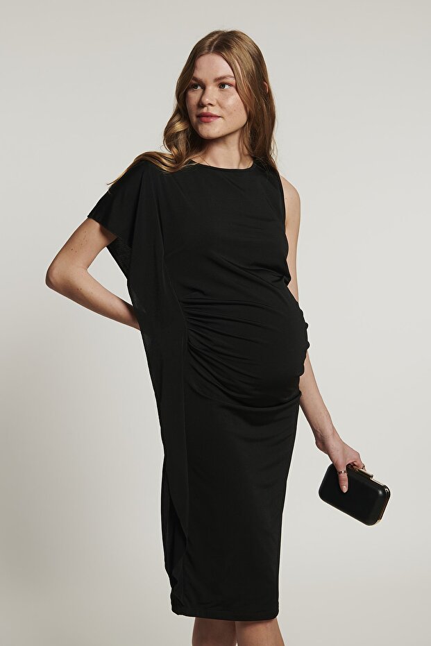 Bella Siyah Hamile Elbise - 6