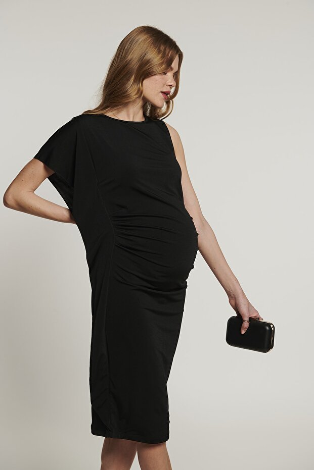 Bella Siyah Hamile Elbise - 7