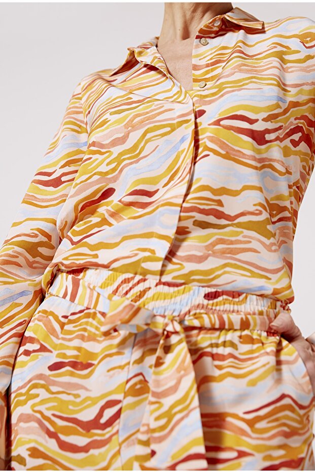 Desenli ipek pantolon - 2