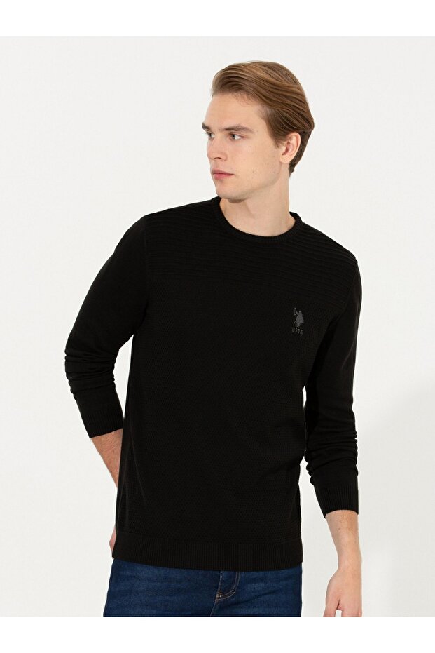 Men's Black Knitwear Sweater