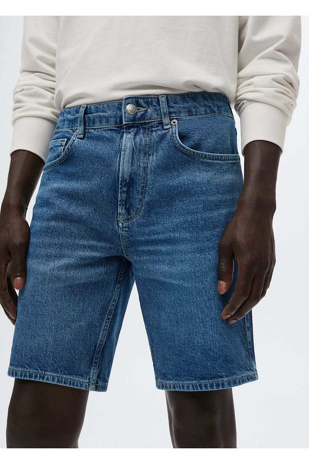 Regular Fit Denim Bermuda Şort - 5
