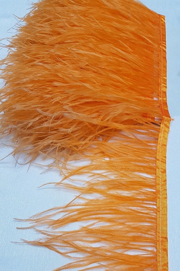 Orange Ostrich Feather 100 cm – Decorative Ribbon for Designing Earrings