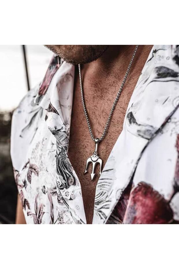 Poseidon Trident Mitolojik 316l Çelik Kolye - 5