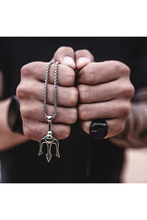 Poseidon Trident Mitolojik 316l Çelik Kolye - 6