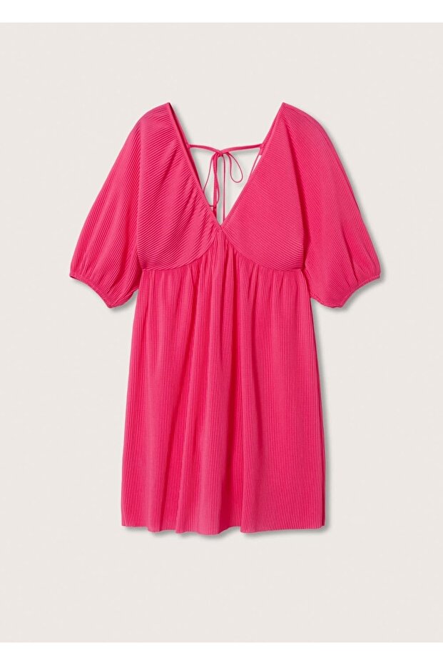 Dokulu Mini Elbise - 3