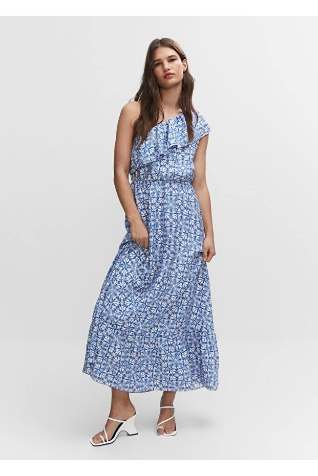 Volanlı Asimetrik Elbise - 2