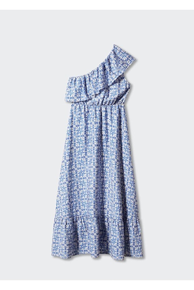 Volanlı Asimetrik Elbise - 3