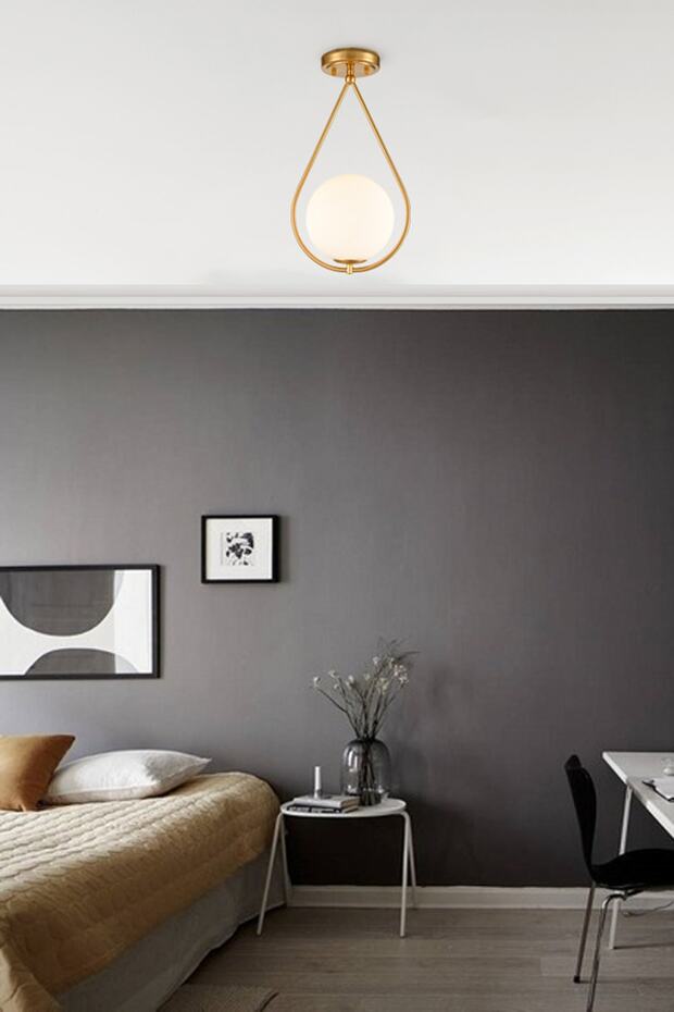 Damla Camlı Tekli Modern Hol Salon Oturma Odası Giriş Tekli Avize - 1