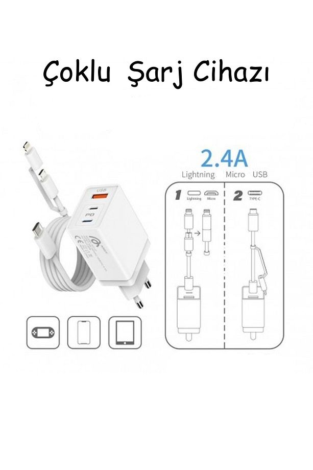 Aggiy Ag-47 Hızlı Şarj Aleti USB Type-C Lightining 20w Şarj Kablosu Adaptörü - 2