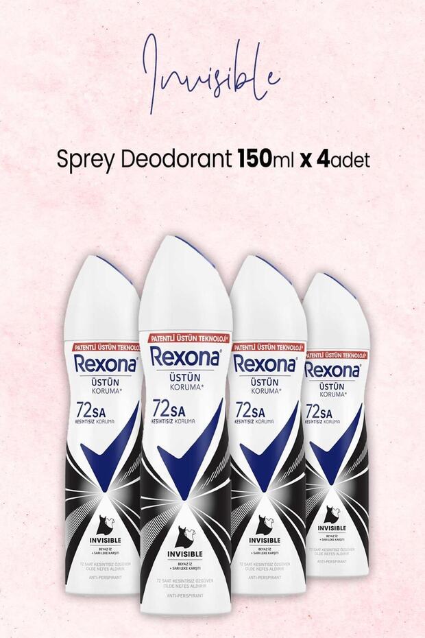 Kadın Sprey Deodorant Invisible 150 ml x 4 Adet - 1