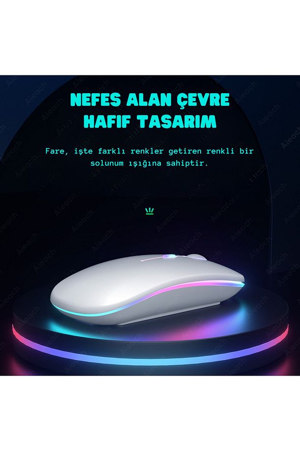YeniTech- Bluetooth Aydınlatmalı Klavye Mouse Tablet Telefon Android iOS Windows Fare Klavye iPad - 8