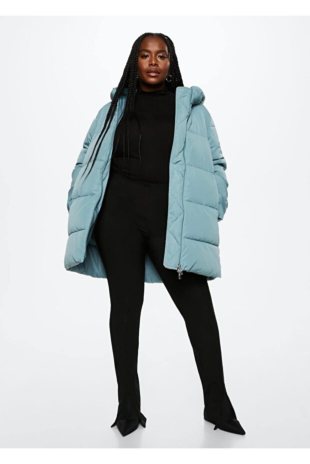 Kapüşonlu Kapitoneli Mont - 5