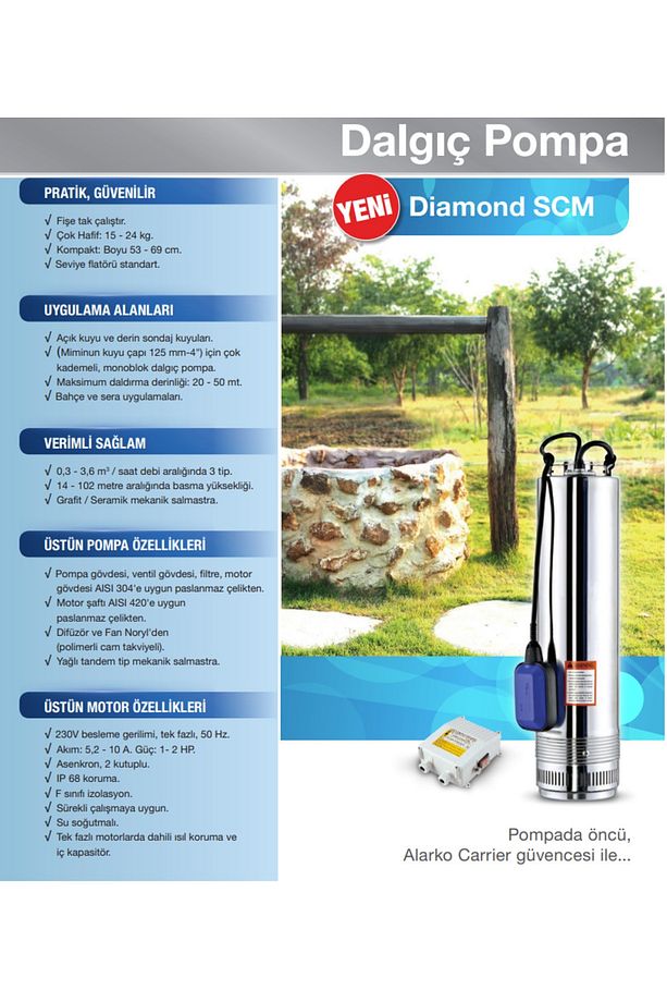 ALARKO SCM 8 KESON KUYU VE DEPO İÇERİSİ DALGIÇ POMPA 2.00 HP - 2