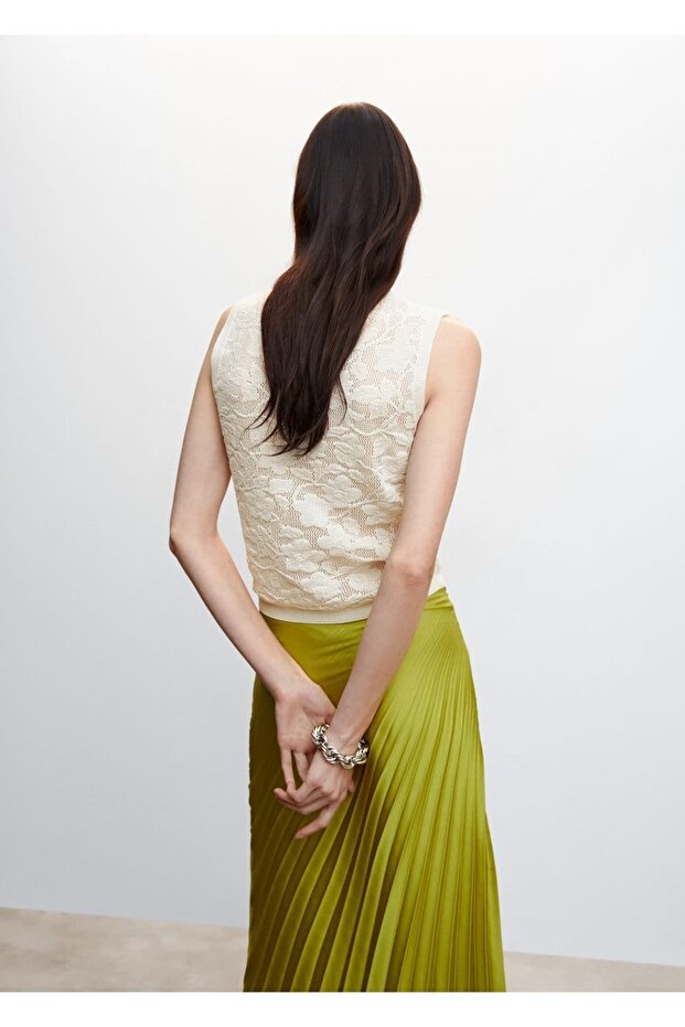 Çiçek Desenli Triko Bluz - 4