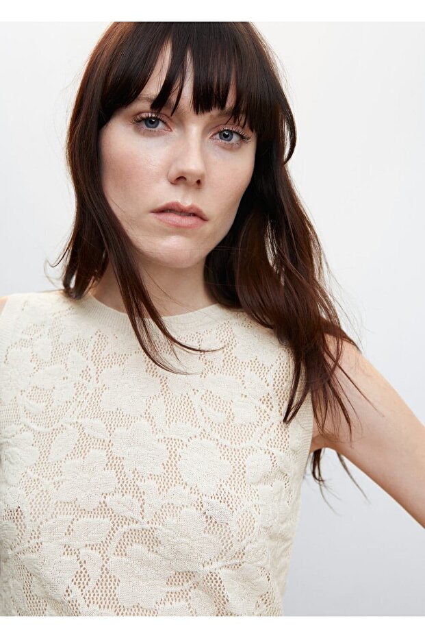 Çiçek Desenli Triko Bluz - 6