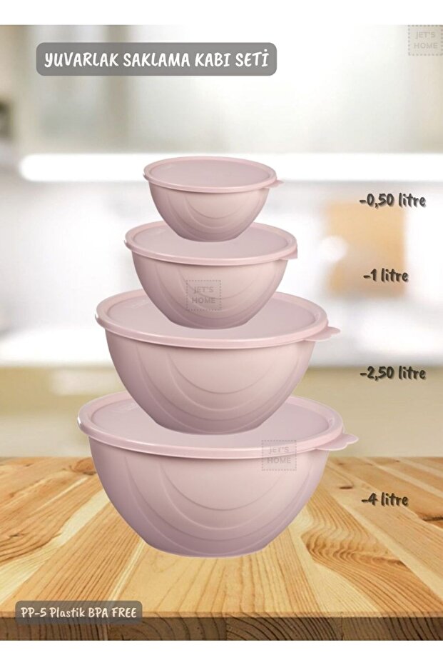 Set of 4 Round Storage Containers BPA FREE