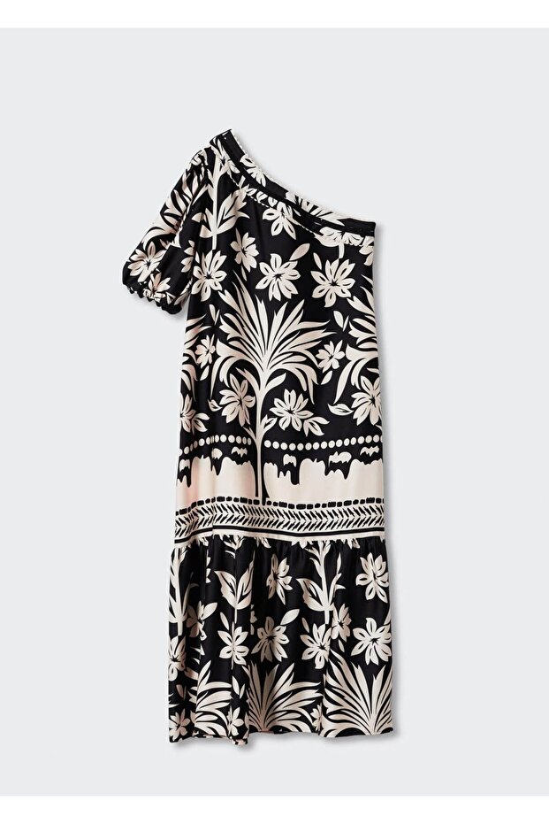 Asimetrik Saten Elbise - 3