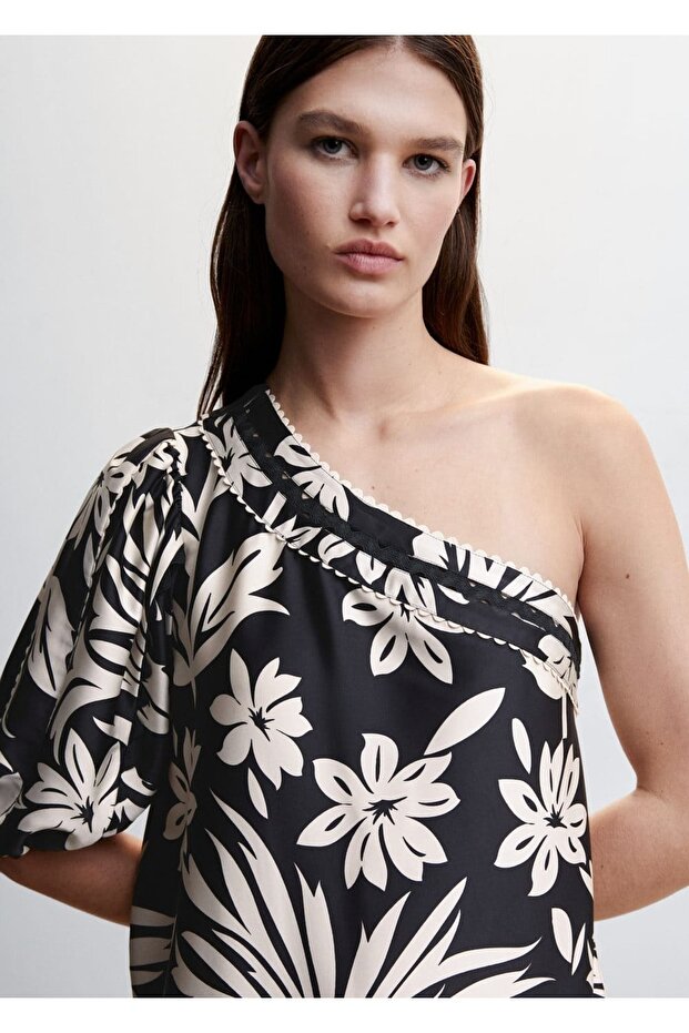 Asimetrik Saten Elbise - 7