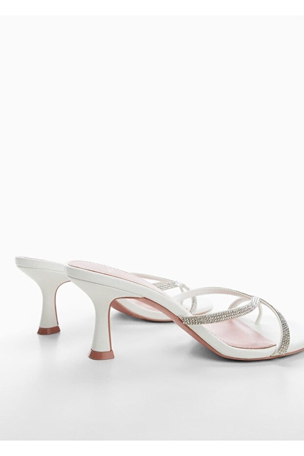 Strass Taşlı Topuklu Sandalet - 5