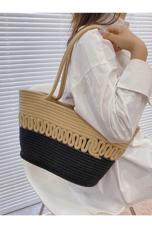 Straw Jute Women's Shoulder Bag, 100% Handmade, Cotton, Vegan, Jute Straw Beach Bag