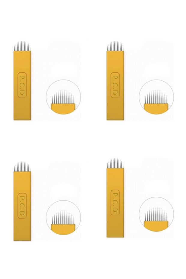 12 دبوس U ذهبي أصفر Pcd Microblading إبرة مجموعة من 4