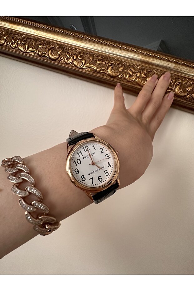 Retro Women's Wristwatch Rose Gold Vintage Style with Leather Strap