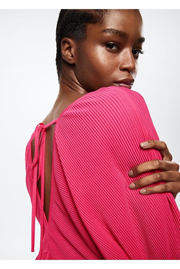 Dokulu Mini Elbise - 7