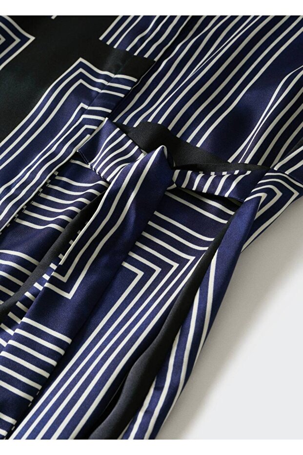 Geometrik Desenli Midi Elbise - 7