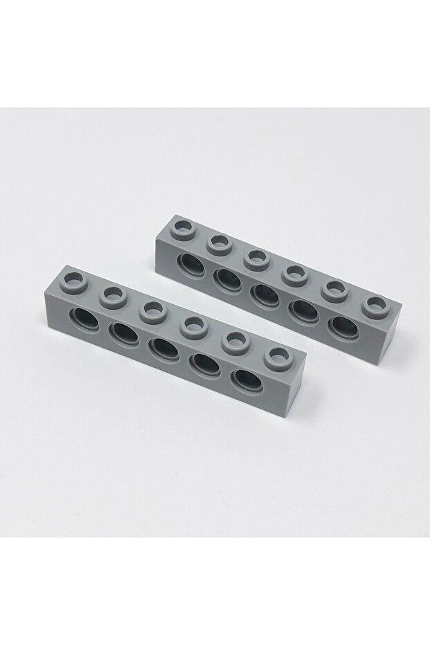 MOC Technic Brick Custom Accessory - 1 x 6 Pin, Light Gray Brick with Hole, 4 pieces to send