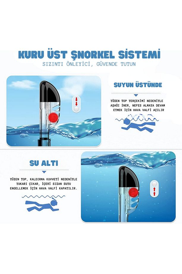 YeniTech-Şnorkel,katlanabilir profesyonel dalış maskesi,üst sistem ve kamera tutuculu, siyah yüzme - 2