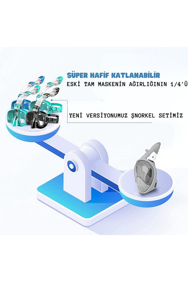 YeniTech-Şnorkel,katlanabilir profesyonel dalış maskesi,üst sistem ve kamera tutuculu, siyah yüzme - 5