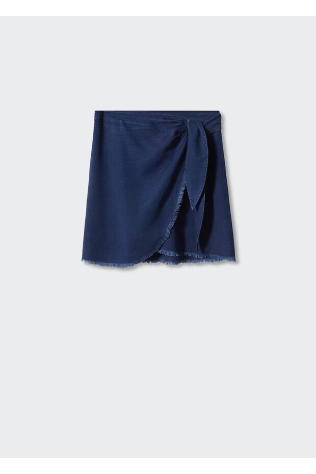 Lyocell Çapraz Mini Etek - 3