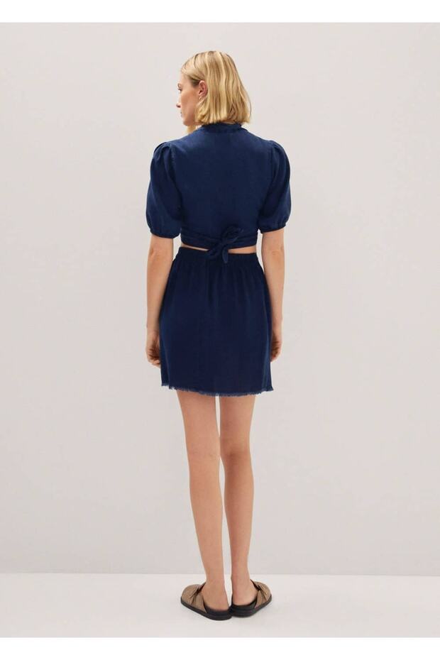 Lyocell Çapraz Mini Etek - 4