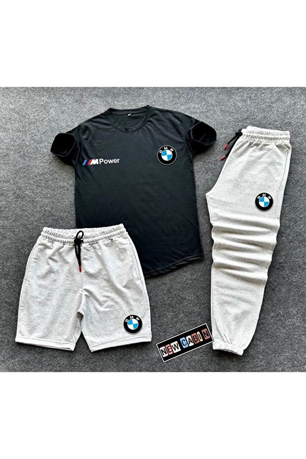 Shorts-Sweatpants-T-Shirt Slim Fit 3-Piece Set Combination