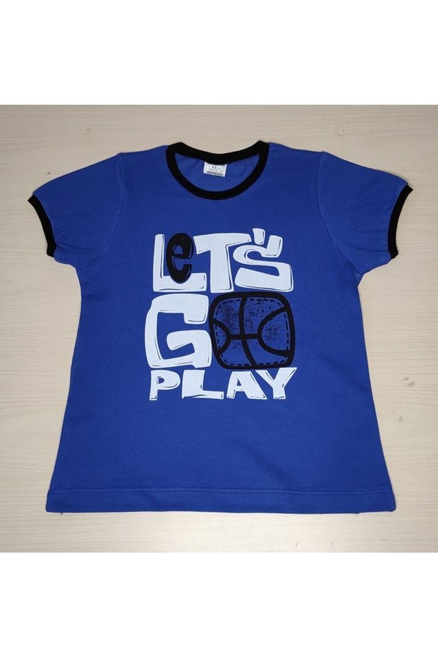 Unisex Printed Crew Neck Cobalt Blue Children's T-Shirt