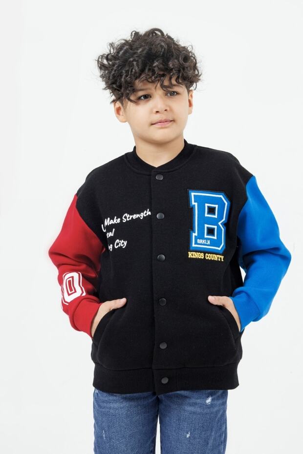 4-14 Years Old Ribbed Boys' College Jacket