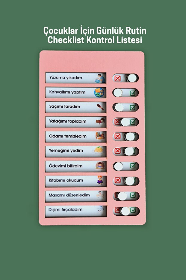 Çocuk Günlük Rutin Checklist Kontrol Listesi Eğitici Oyuncak Ahşap Yapılacaklar Listesi - 1