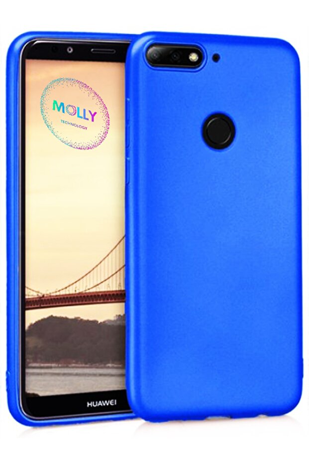 حافظة سيليكون باللون الأزرق المعدني غير اللامع لهاتف Honor 7C
